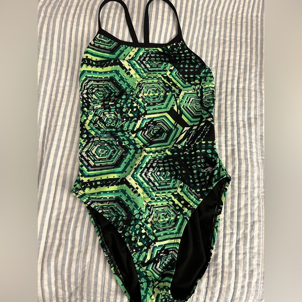 Dolfin Size 32 Green Geo Swim Tram training suit
